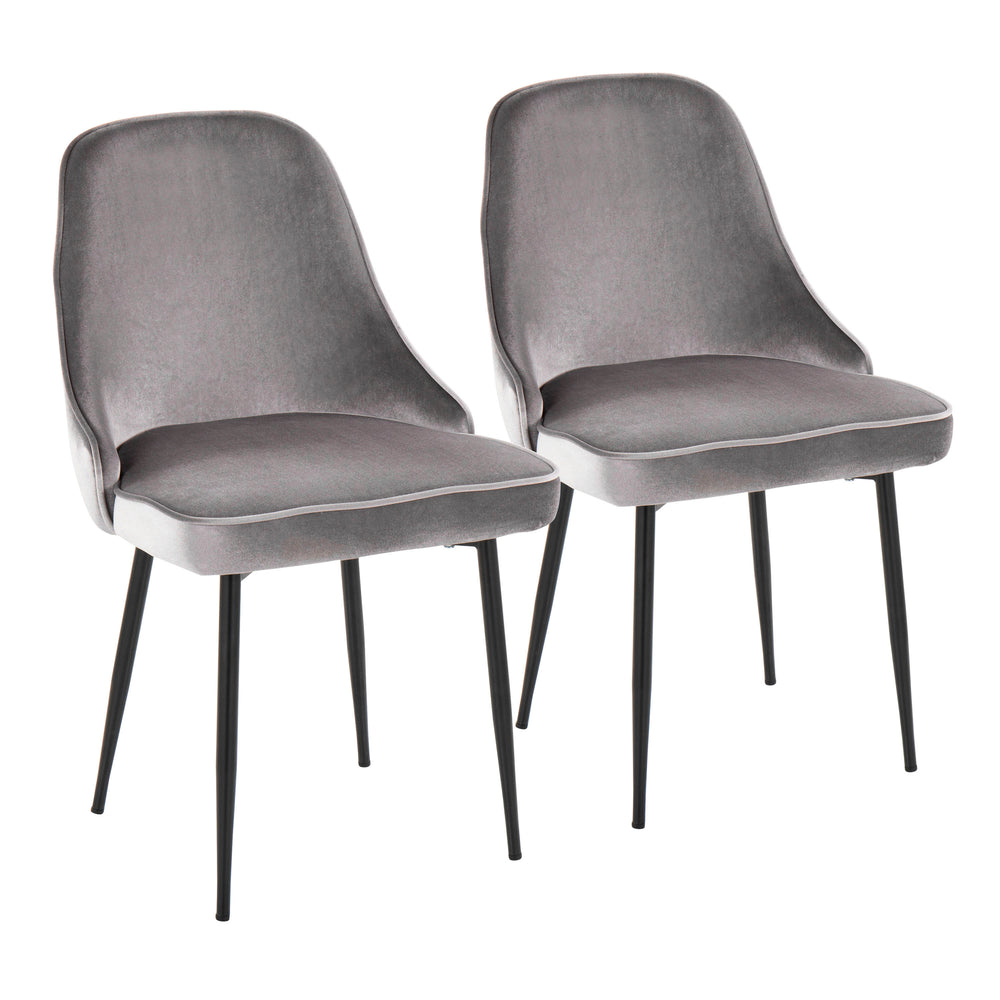 English Elm Marcel Modern Dining Chairs Set Of 2 - Elegant Silver Velvet Upholstered With Sturdy Black Frame B116135677