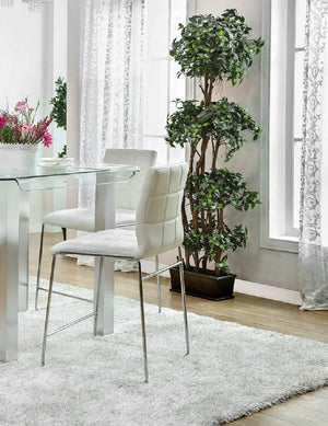 English Elm White Leatherette Counter Height Dining Chairs Set of 2 with Polished Chrome Legs B011136661