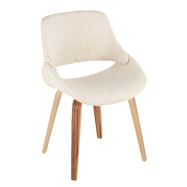 English Elm Fabrico Mid-Century Modern Accent Dining Chair with Zebra Wood Legs, Upholstered Open Back Seat Set Cream B116S00153
