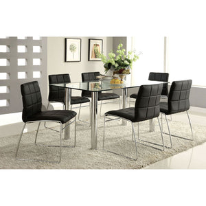 English Elm Black Leatherette Dining Side Chairs Set of Two with Polished Chrome Legs Modern Style B011136662