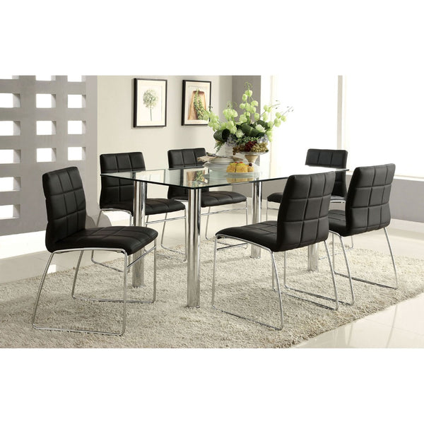 English Elm Black Leatherette Dining Side Chairs Set of Two with Polished Chrome Legs Modern Style B011136662