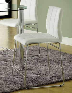 English Elm White Leatherette Counter Height Dining Chairs Set of 2 with Polished Chrome Legs B011136661