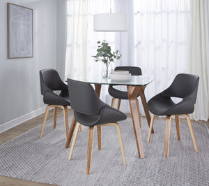 English Elm Fabrico Mid-Century Modern Accent Dining Chair Set of 2 with Faux Leather Upholstery and Zebra Wood Legs Grey B116S00159