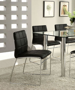 English Elm Black Leatherette Dining Side Chairs Set of Two with Polished Chrome Legs Modern Style B011136662
