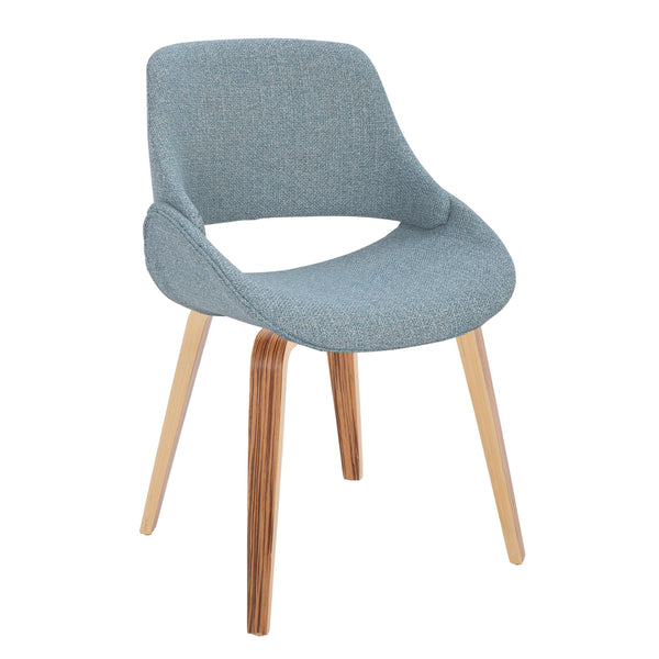 English Elm Fabrico Mid-Century Modern Accent Dining Chair with Zebra Wood Legs, Upholstered Open Back Seat Set Blue B116S00152