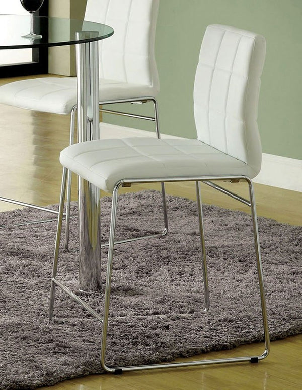 English Elm White Leatherette Counter Height Dining Chairs Set of 2 with Polished Chrome Legs B011136661