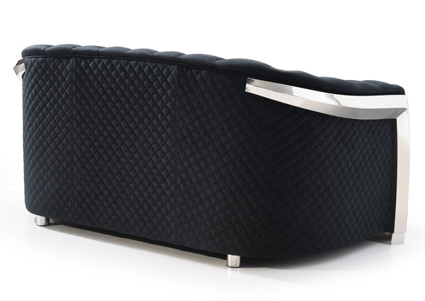 English Elm Elegant Velvet Black Loveseat with Flared Arms, Welted Cushions, 23" Deep Seat, No Assembly Needed B078107915