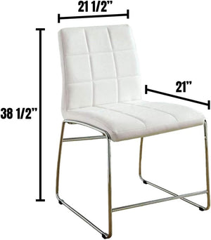 English Elm White Leatherette Counter Height Dining Chairs Set of 2 with Polished Chrome Legs B011136661