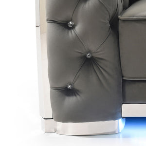 English Elm Chic Gray Velvet Flared-Arm Loveseat for Two — 34"H x 71"W x 37"D, 23" Seat Depth, Welted Cushions B078107913