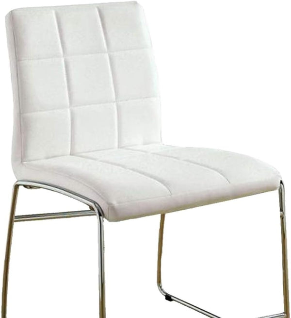 English Elm White Leatherette Counter Height Dining Chairs Set of 2 with Polished Chrome Legs B011136661