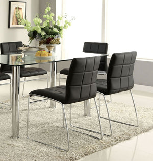 English Elm Black Leatherette Dining Side Chairs Set of Two with Polished Chrome Legs Modern Style B011136662