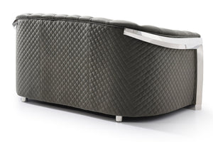 English Elm Chic Gray Velvet Flared-Arm Loveseat for Two — 34"H x 71"W x 37"D, 23" Seat Depth, Welted Cushions B078107913