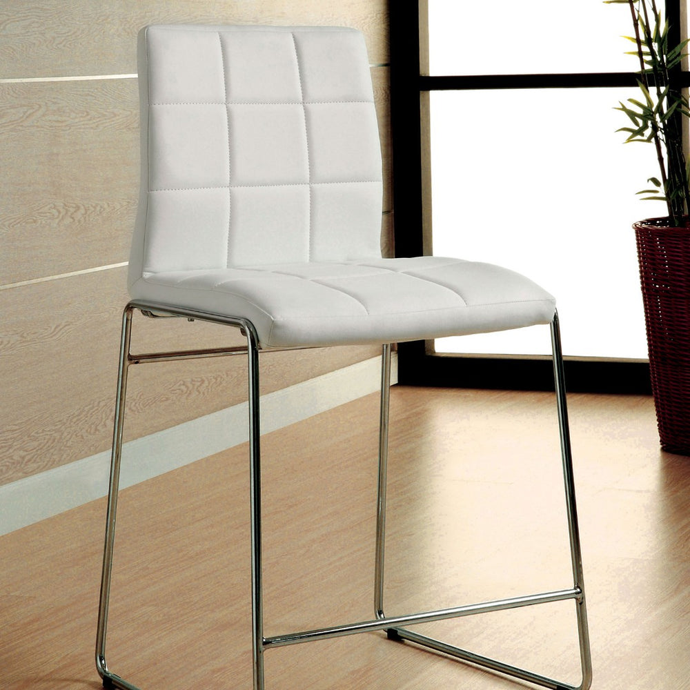 English Elm White Leatherette Counter Height Dining Chairs Set of 2 with Polished Chrome Legs B011136661