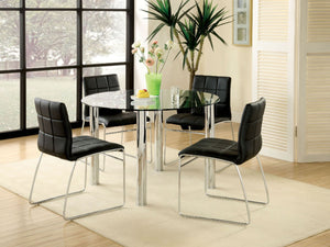 English Elm Black Leatherette Dining Side Chairs Set of Two with Polished Chrome Legs Modern Style B011136662