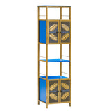 Hearth and Haven 4-Door High Cabinet with Open Compartments, Black and Blue W2167131142