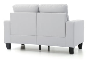English Elm Contemporary White PU Loveseat with Sleek Track Arms, 25" Seat Depth, Seats Two Comfortably — Modern Casual Living B078108255