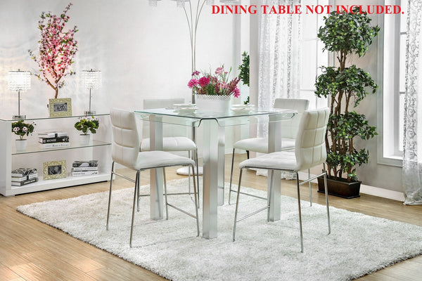 English Elm White Leatherette Counter Height Dining Chairs Set of 2 with Polished Chrome Legs B011136661