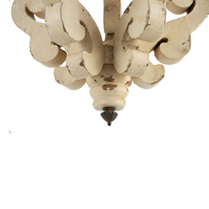 English Elm Farmhouse French Country Wood Iron Chandelier Distressed Antique White Foyer Dining W2078137031