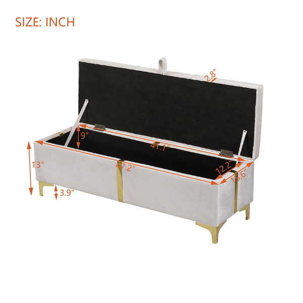 English Elm 2-Pieces Queen Upholstered Platform Bed with Hydraulic Lift and Spacious Storage Ottoman, Elegant Gold Trim Beige 50 L x 16 W x 13 H N733S207778A