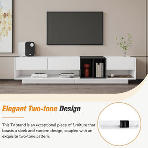 English Elm On-trend Two-tone Media Console with Push Open Drawers Fits Tvs up to 80 Inches White WF311772AAK