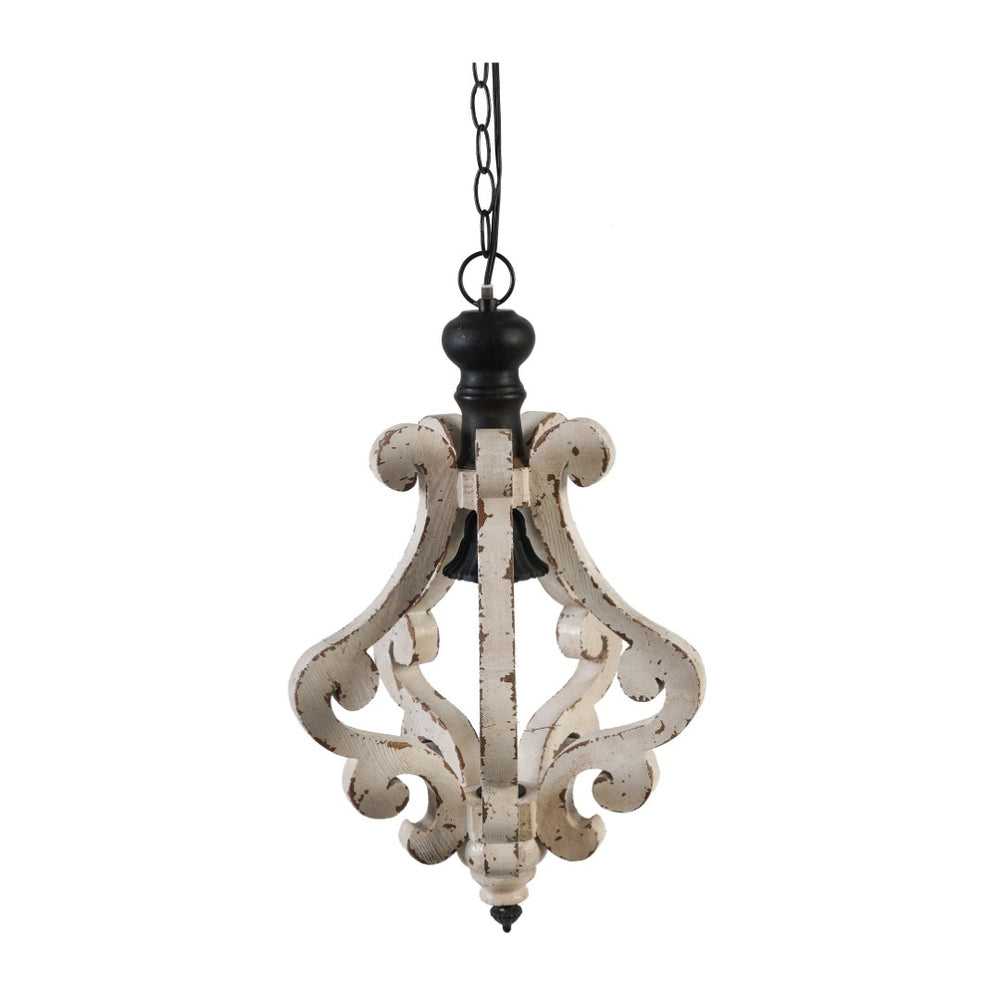 English Elm Farmhouse French Country Wood Iron Chandelier Distressed Antique White Foyer Dining W2078137031