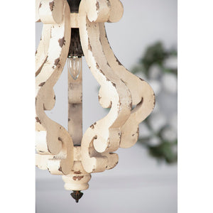 English Elm Farmhouse French Country Wood Iron Chandelier Distressed Antique White Foyer Dining W2078137031