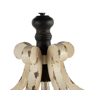 English Elm Farmhouse French Country Wood Iron Chandelier Distressed Antique White Foyer Dining W2078137031