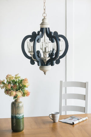 English Elm 3 Light Whitewash Fir Wood Drum Chandelier Iron Accents Farmhouse Foyer Dining W2078137030