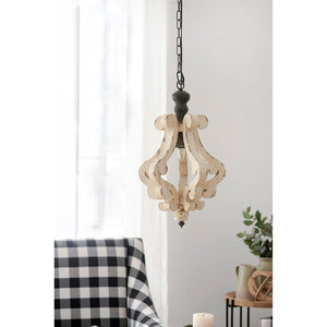 English Elm Farmhouse French Country Wood Iron Chandelier Distressed Antique White Foyer Dining W2078137031