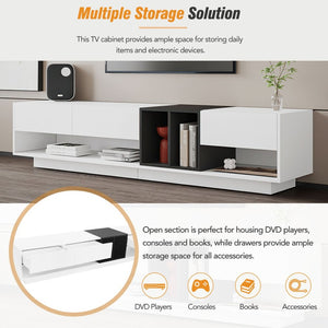English Elm On-trend Two-tone Media Console with Push Open Drawers Fits Tvs up to 80 Inches White WF311772AAK