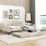 Hearth and Haven Full Size Upholstered Tufted Daybed with Twin Size Trundle GX001327AAA