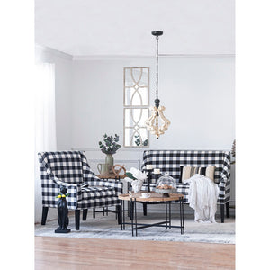 English Elm Farmhouse French Country Wood Iron Chandelier Distressed Antique White Foyer Dining W2078137031