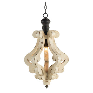 English Elm Farmhouse French Country Wood Iron Chandelier Distressed Antique White Foyer Dining W2078137031