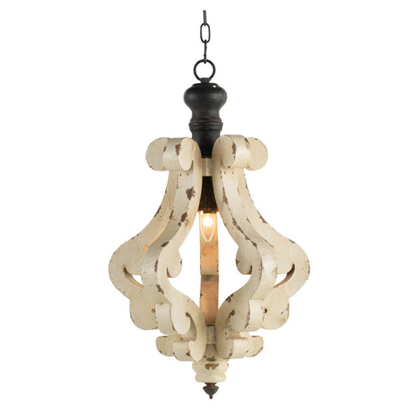 English Elm Farmhouse French Country Wood Iron Chandelier Distressed Antique White Foyer Dining W2078137031