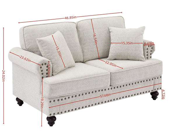 English Elm 82" Chenille Two Seat Loveseat with Nailhead Trim Plush Foam Living Room Sofa W1708S00026