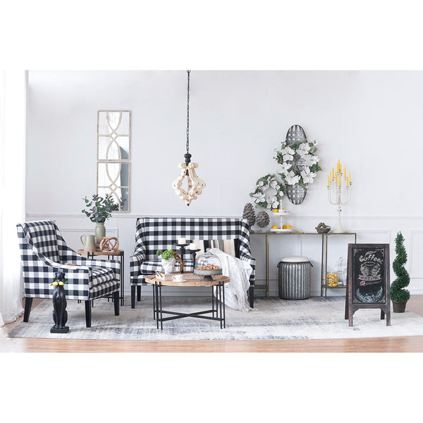 English Elm Farmhouse French Country Wood Iron Chandelier Distressed Antique White Foyer Dining W2078137031