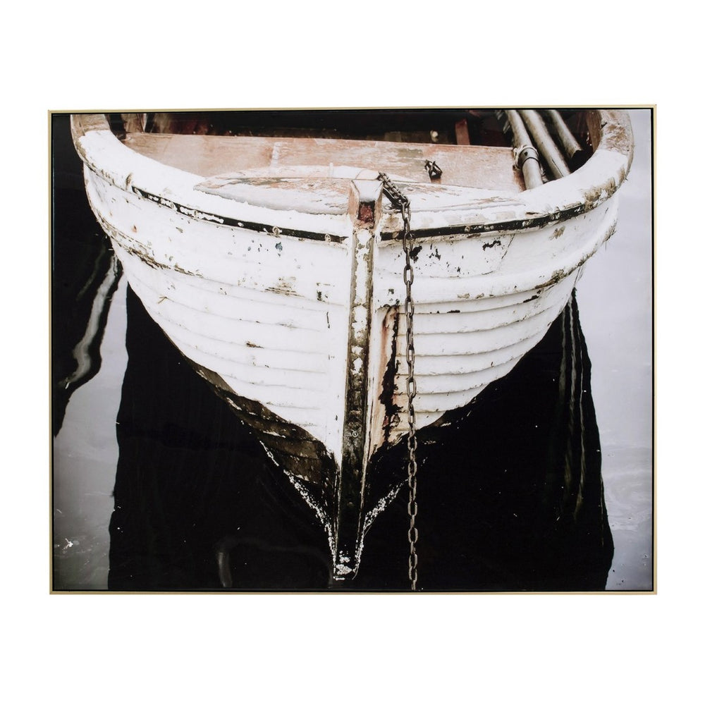 English Elm 59" Framed Monochromatic Coastal Boat Canvas Print Ready to Hang Large Wall Art W2078130311