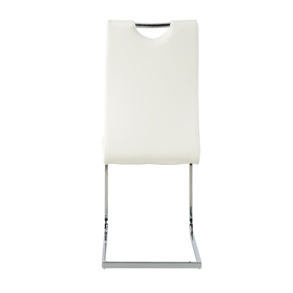 English Elm Modern Faux Leather Dining Side Chairs with Chrome Legs Ergonomic Set of 2 W210127287
