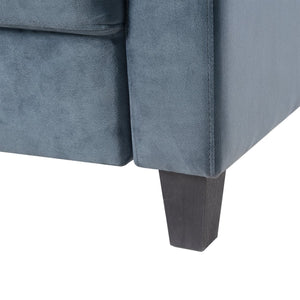 English Elm Couch Stylish Loveseat Sectional Sofa In Soft Blue-Grey Chenille For Small Spaces & Cozy Living Rooms W2121137322