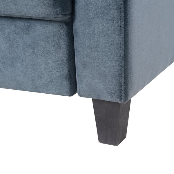 English Elm Couch Stylish Loveseat Sectional Sofa In Soft Blue-Grey Chenille For Small Spaces & Cozy Living Rooms W2121137322