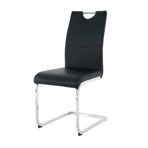 English Elm Modern Faux Leather Dining Side Chairs with Chrome Legs Ergonomic Set of 2 W210127279