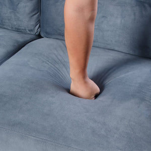 English Elm Couch Luxurious Blue-Grey Velvet Sectional Sofa - Modern Comfort For Living & Home Office Spaces W2121S00004