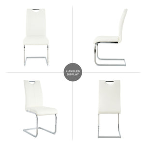 English Elm Modern Faux Leather Dining Side Chairs with Chrome Legs Ergonomic Set of 2 W210127287