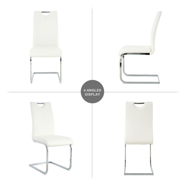 English Elm Modern Faux Leather Dining Side Chairs with Chrome Legs Ergonomic Set of 2 W210127287