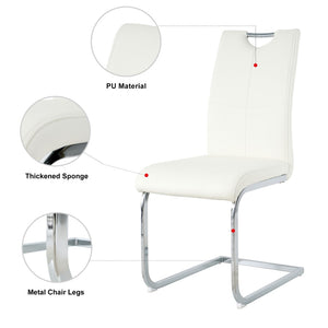 English Elm Modern Faux Leather Dining Side Chairs with Chrome Legs Ergonomic Set of 2 W210127287