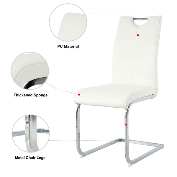 English Elm Modern Faux Leather Dining Side Chairs with Chrome Legs Ergonomic Set of 2 W210127287