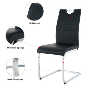 English Elm Modern Faux Leather Dining Side Chairs with Chrome Legs Ergonomic Set of 2 W210127279