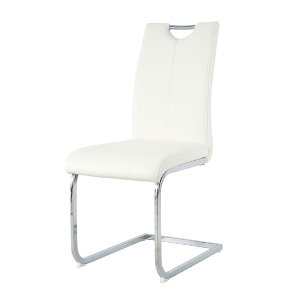 English Elm Modern Faux Leather Dining Side Chairs with Chrome Legs Ergonomic Set of 2 W210127287