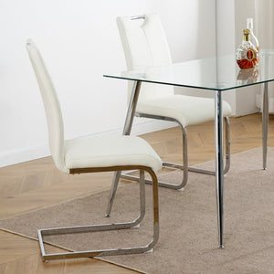 English Elm Modern Faux Leather Dining Chairs Ergonomic Chrome Base Upholstered Set of 2 W210127280