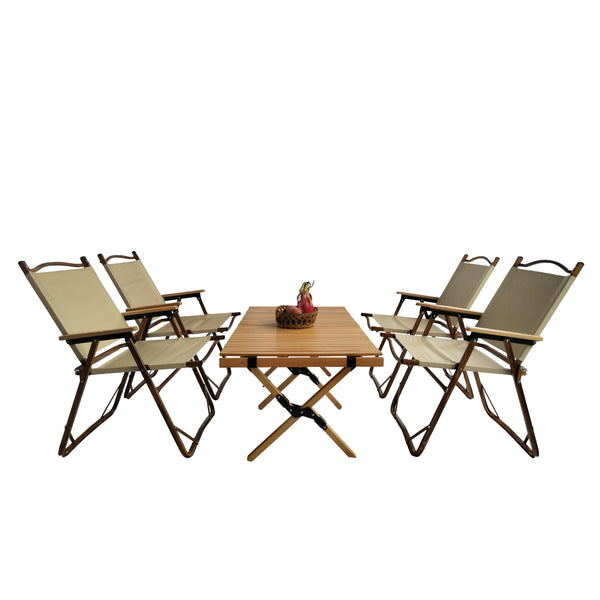 English Elm Multi-Function Foldable Portable Dining Set With Table & 4 Chairs - Perfect For Kids & Travel! W495S00003